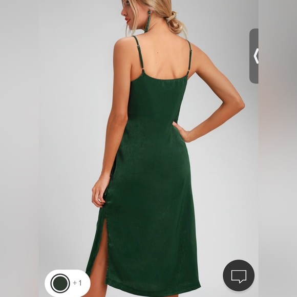 J.O.A. Green satin midi wrap dress - Picture 2 of 4